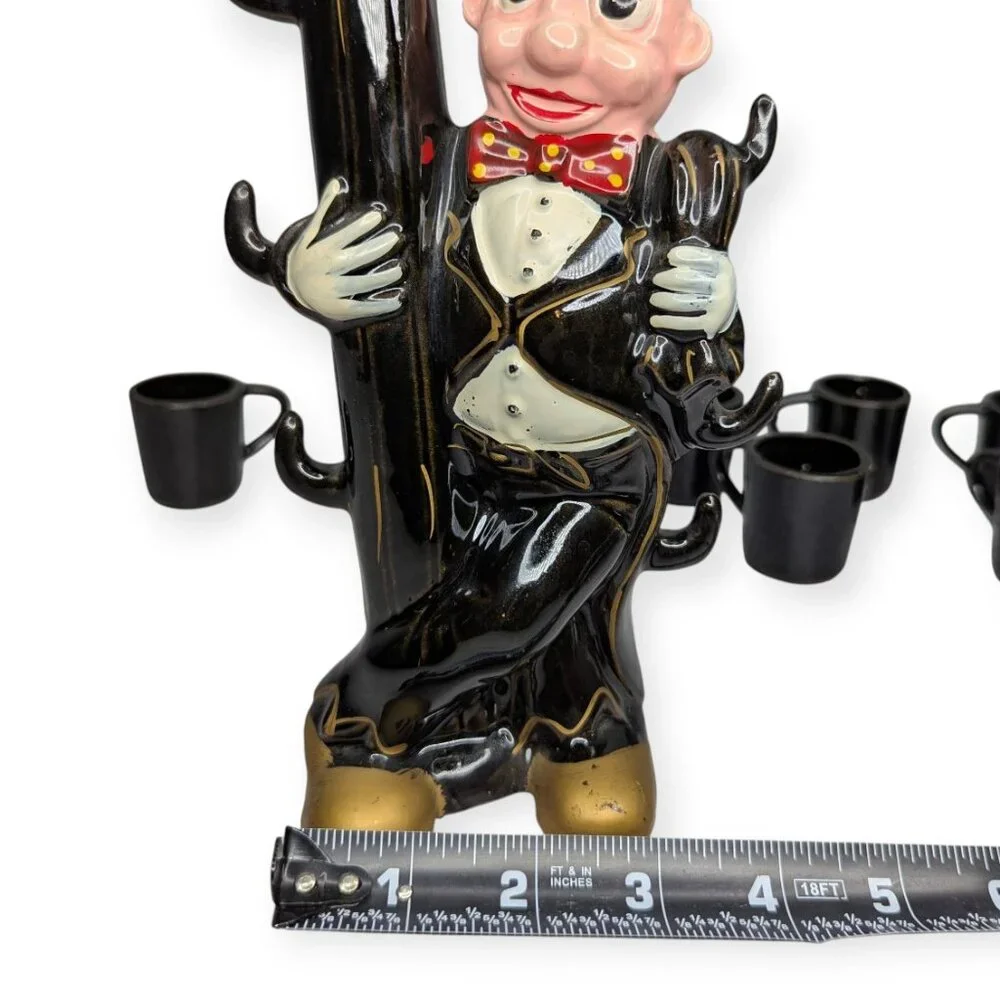 Vintage Lamppost Ceramic Figure Decanter with 6 Cups Made in Japan